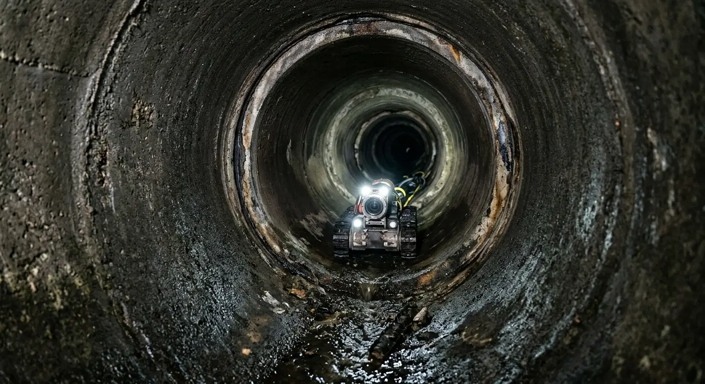 Robotic sewer camera inspecting pipe interior for Drain Snake Service in Mokena